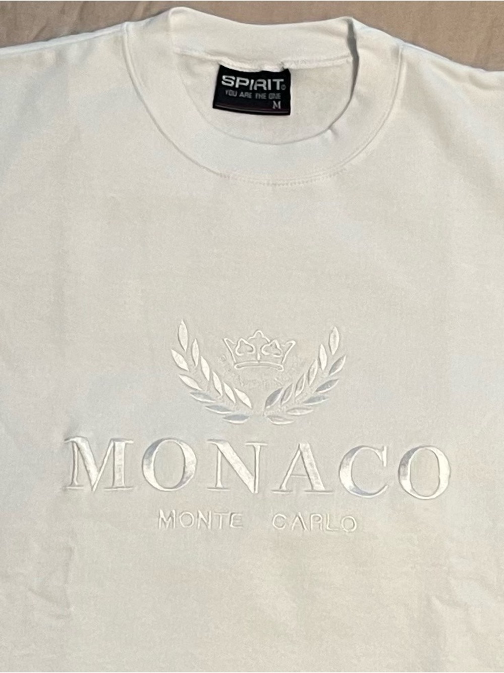 White Sweater w/ Embroidered Monte Carlo Monaco, Medium